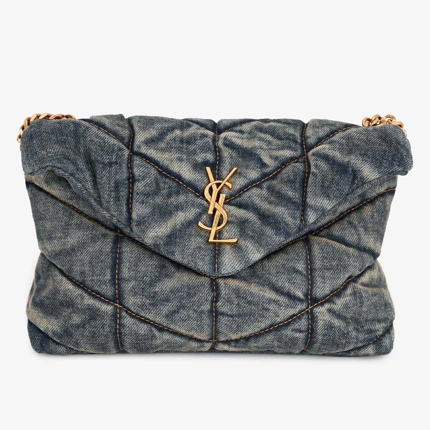 YSL Blue denim small loulou flap bag
