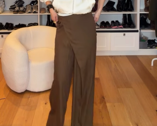 ASYMMETRY PIN TUCK MAXI TROUSER