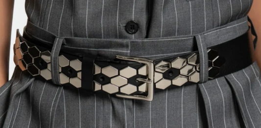 LUX CHUNCKY HONEYCOMB STUD LEATHER BELT