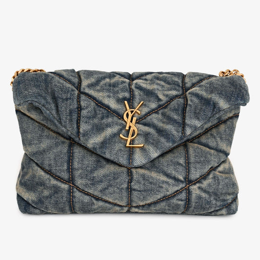 YSL Blue denim small loulou flap bag