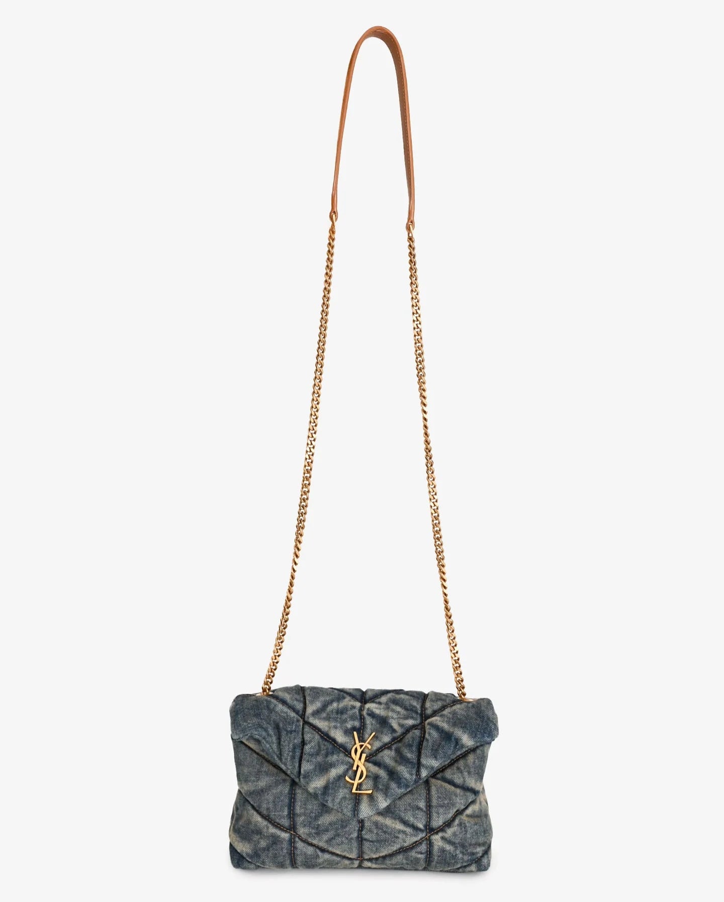 YSL Blue denim small loulou flap bag