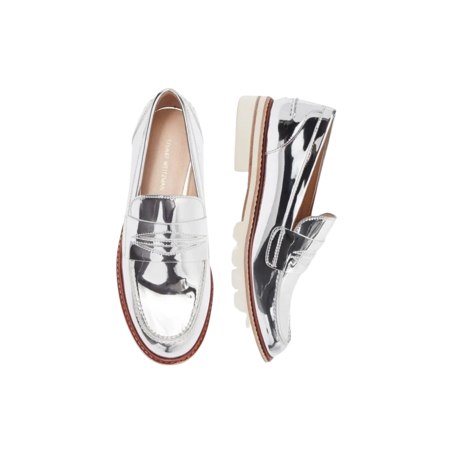 Stuart Weitzman Silver Loafers talla 37.5